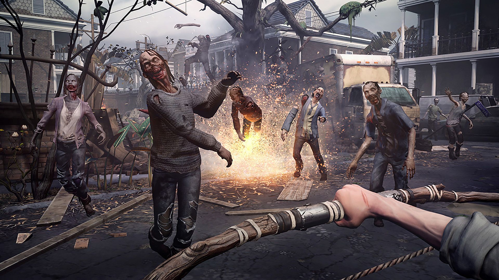 A player using a bow and arrow in the Walking Dead: Saints & Sinners in VR.